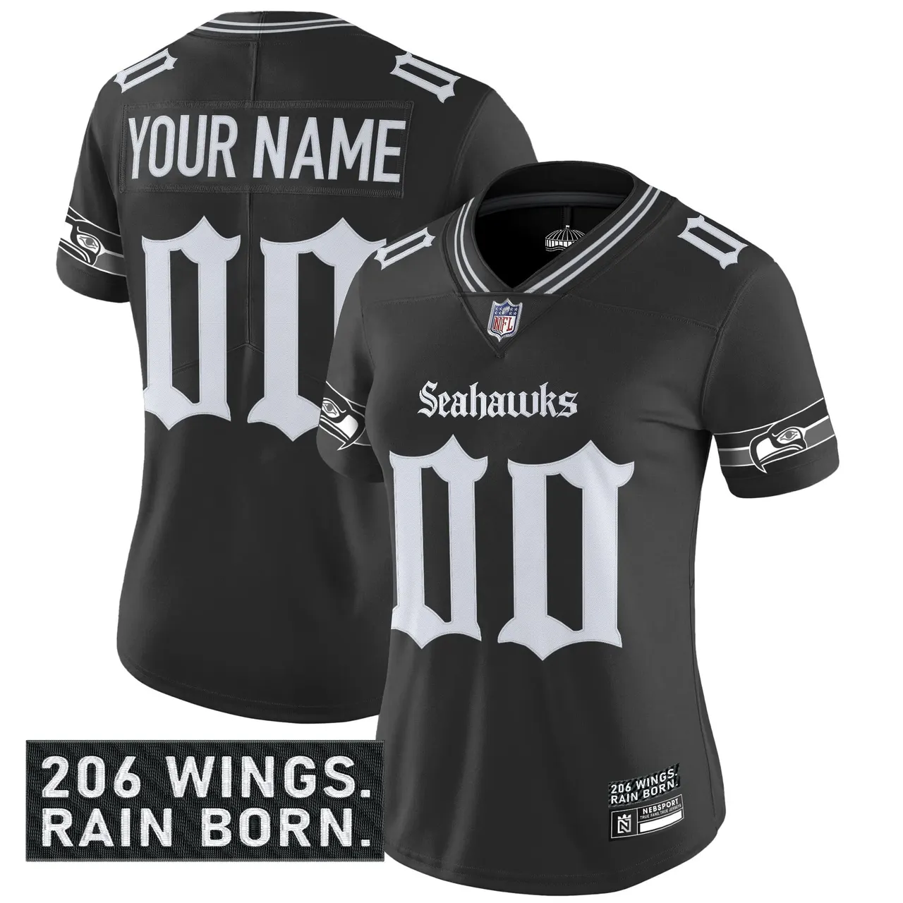 Shadows Edition' Seattle Seahawks Nike Vapor Custom Limited Stitched Jersey - Black - Image 4