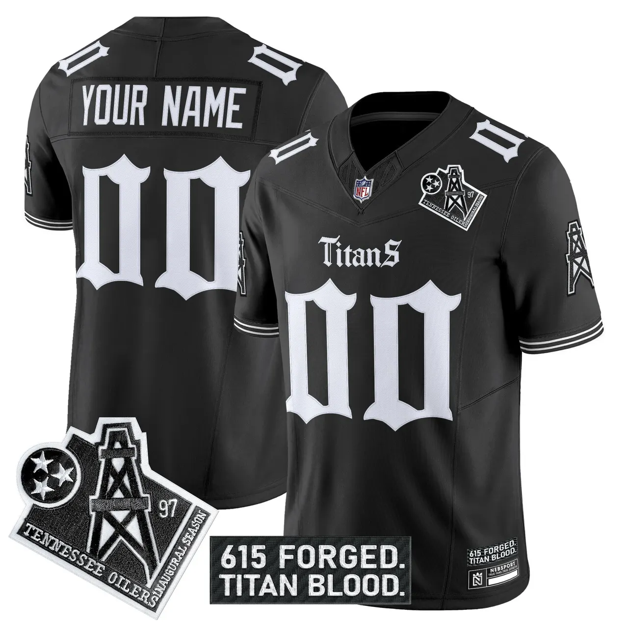 Gothic Shadows Drop' Tennessee Titans Nike Vapor Custom Limited Stitched Jersey - Black
