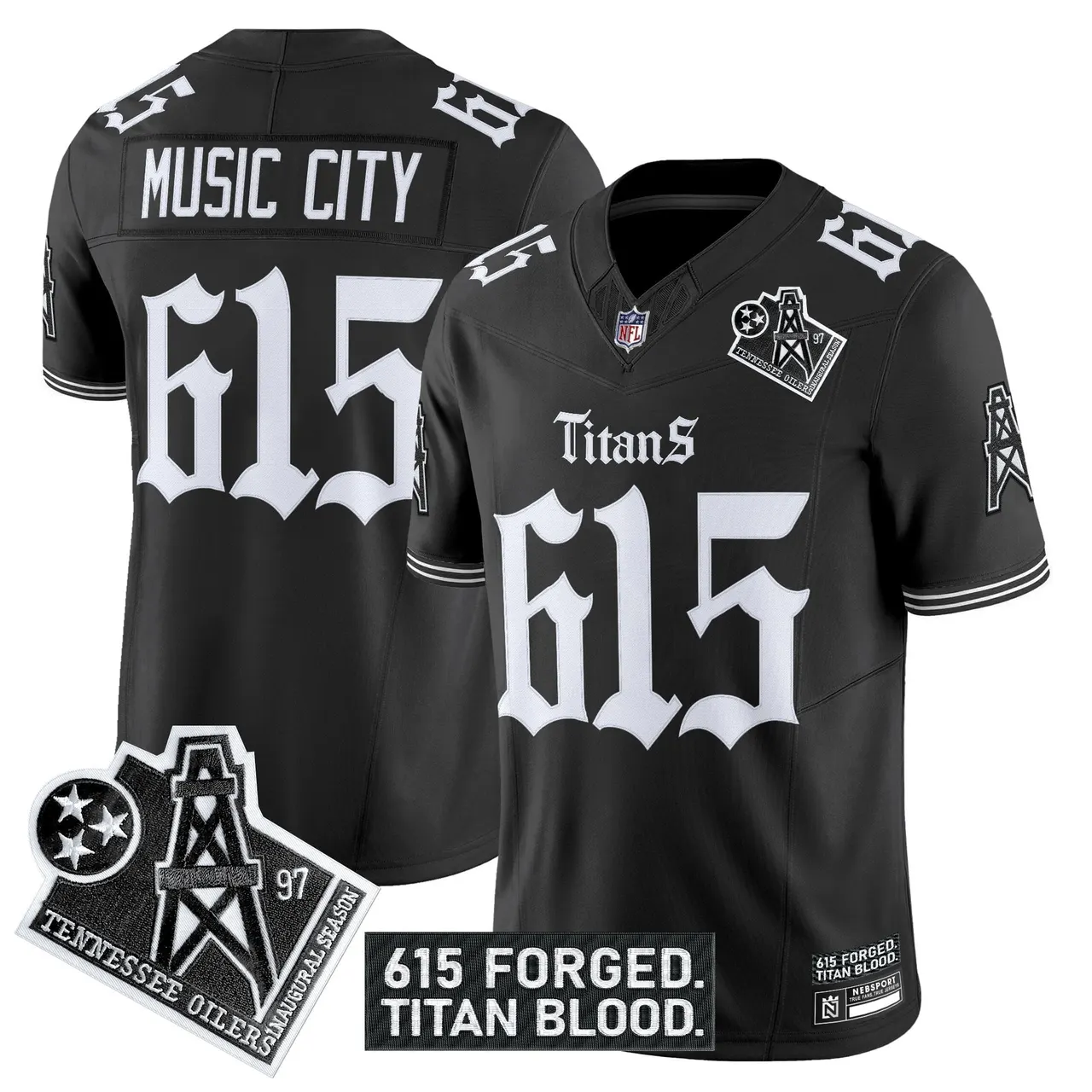Gothic Shadows Drop' Tennessee Titans Nike Vapor Limited Stitched Jersey - Black - Image 2