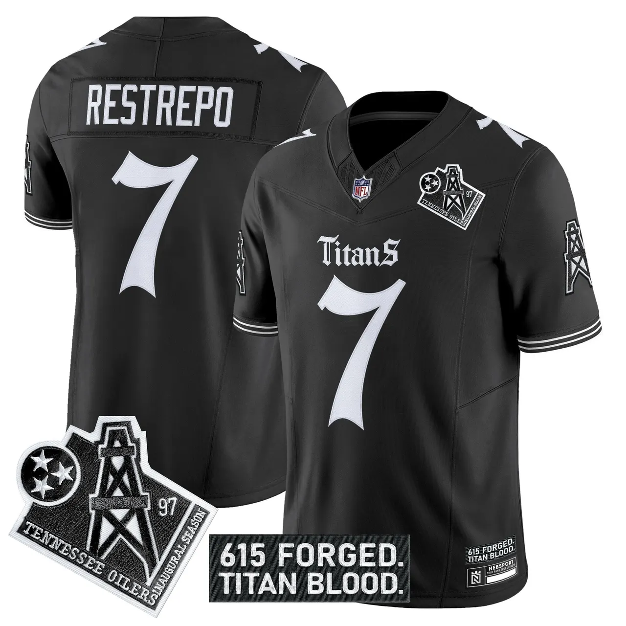 Gothic Shadows Drop' Tennessee Titans Nike Vapor Limited Stitched Jersey - Black - Image 3
