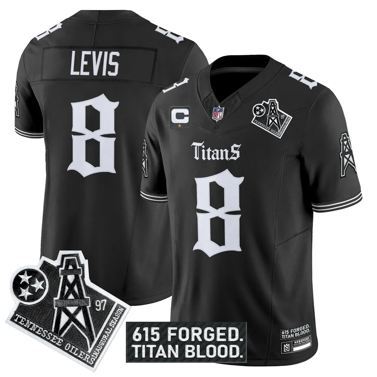 Gothic Shadows Drop' Tennessee Titans Nike Vapor Limited Stitched Jersey - Black - Image 4