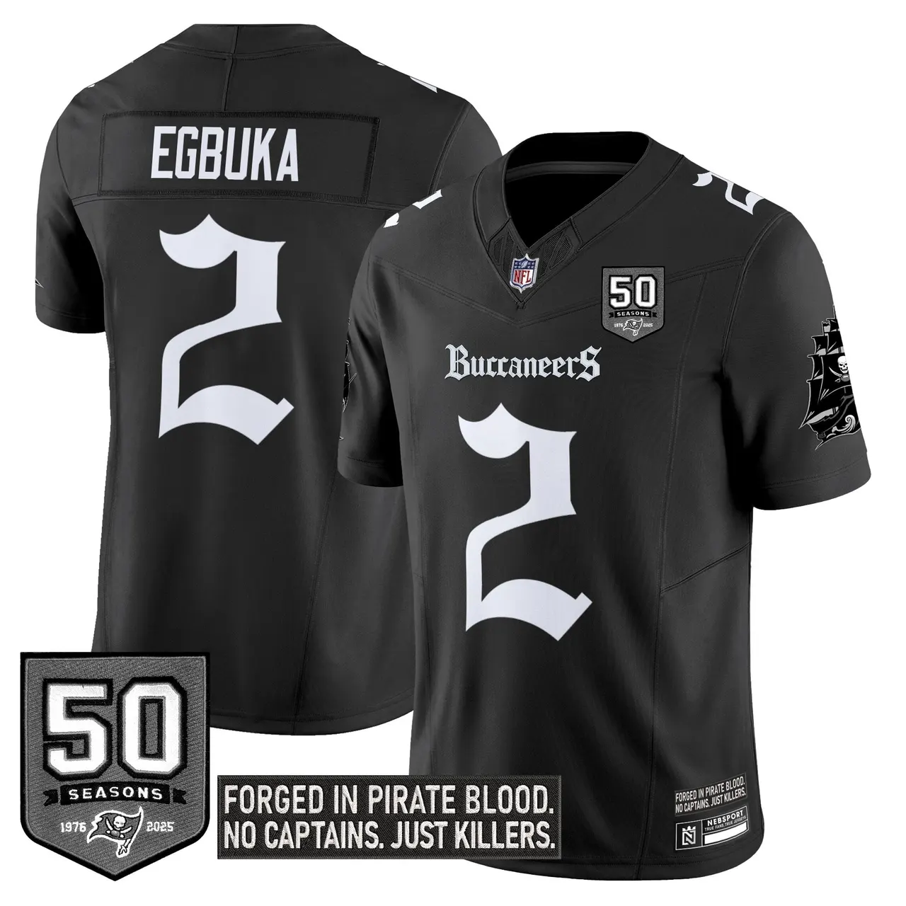 Pirate Shadows Edition' Tampa Bay Buccaneers Nike Limited Stitched Jersey - Black - Image 4