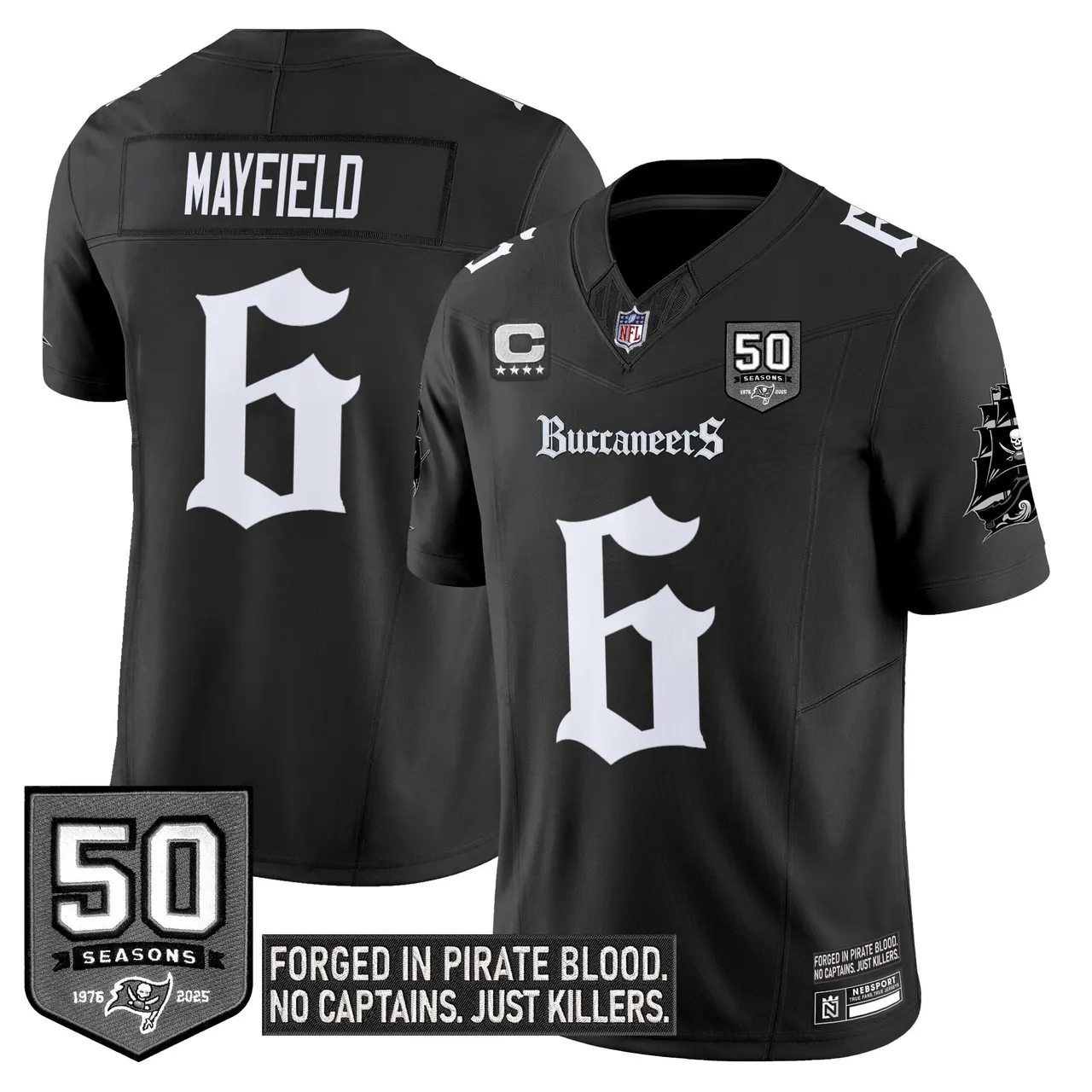 Pirate Shadows Edition' Tampa Bay Buccaneers Nike Limited Stitched Jersey - Black - Image 5