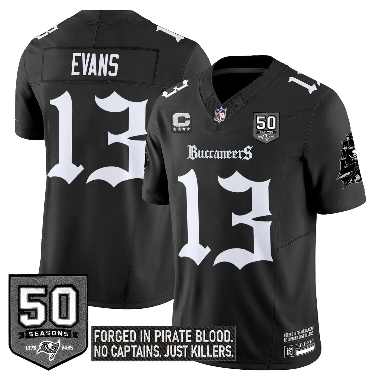 Pirate Shadows Edition' Tampa Bay Buccaneers Nike Limited Stitched Jersey - Black - Image 7