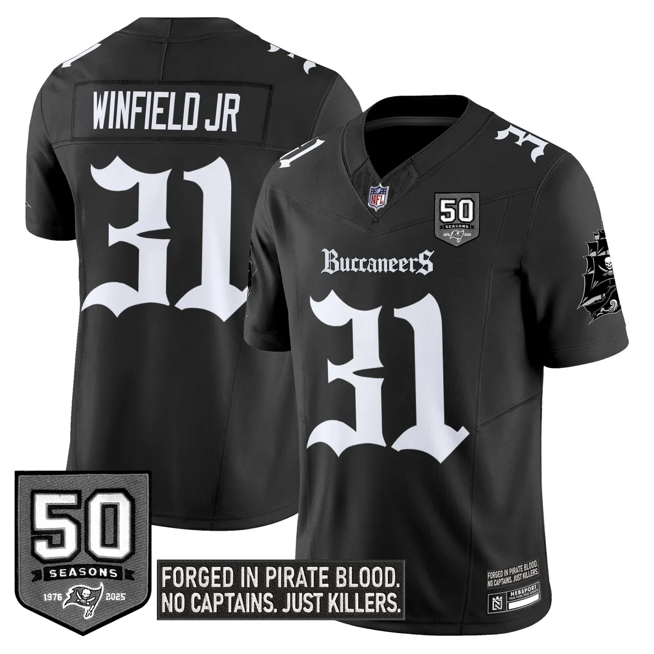 Pirate Shadows Edition' Tampa Bay Buccaneers Nike Limited Stitched Jersey - Black - Image 10