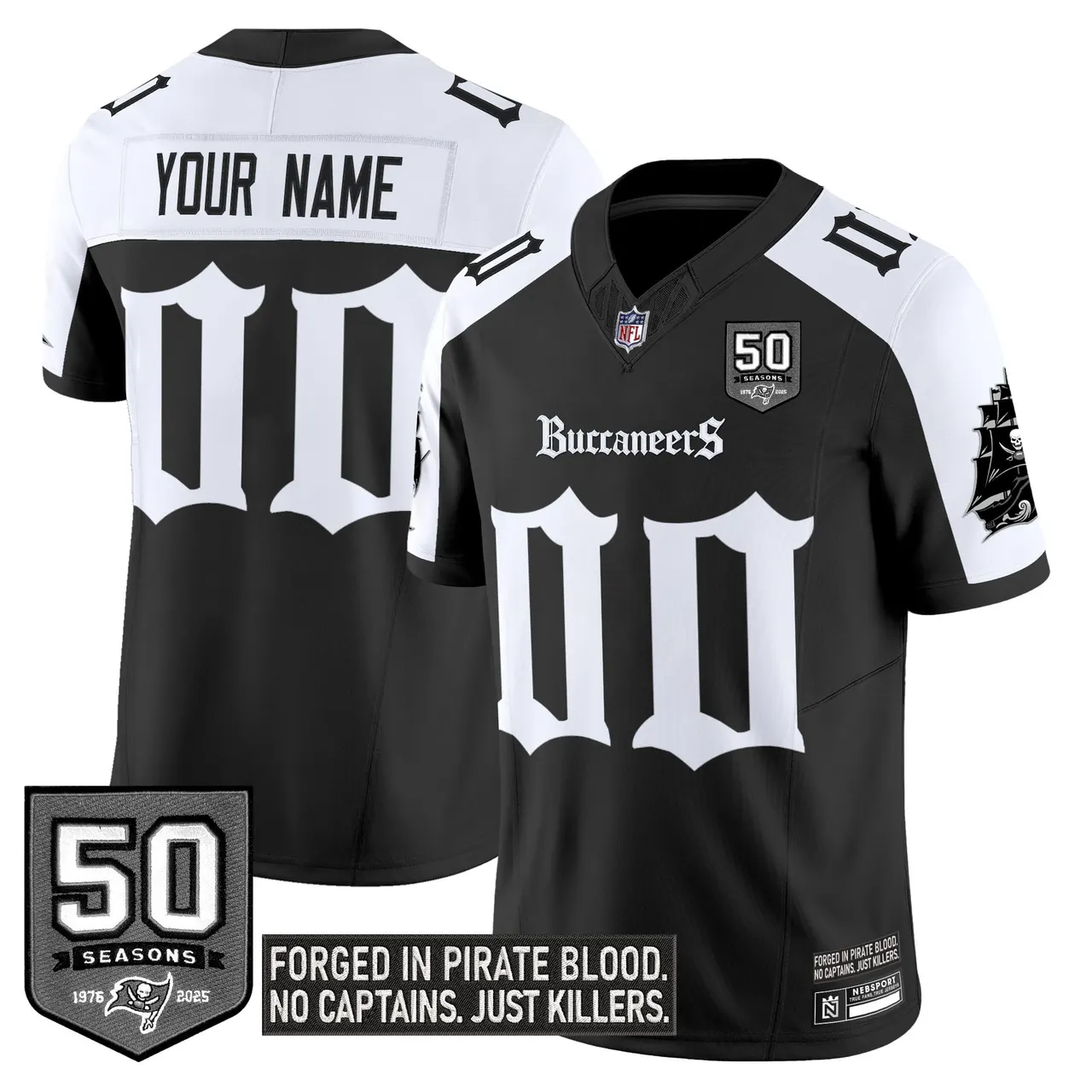 Pirate Shadows Edition' Tampa Bay Buccaneers Nike Custom Limited Stitched Jersey - Black - Image 3