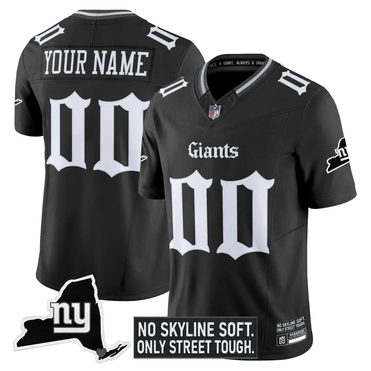 Gotham Edition' New York Giants Nike Vapor Custom Limited Stitched Jersey - Black