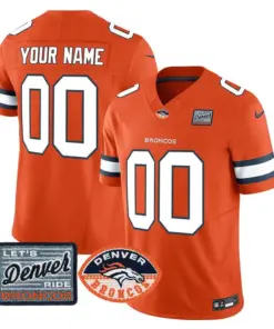 Denver Broncos Nike Logo Patch Vapor Custom Limited Stitched Jersey - Orange