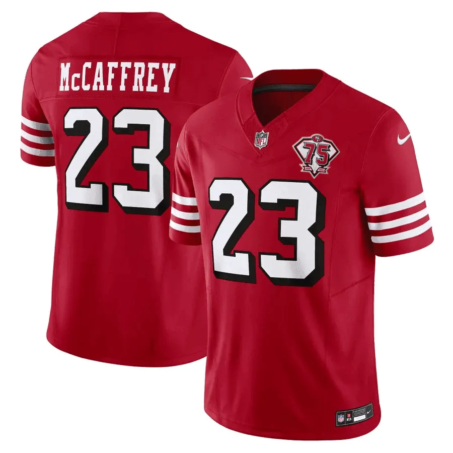 San Francisco 49ers Nike Throwback 75th Anniversary Stitched Jersey - Scarlet - Image 2