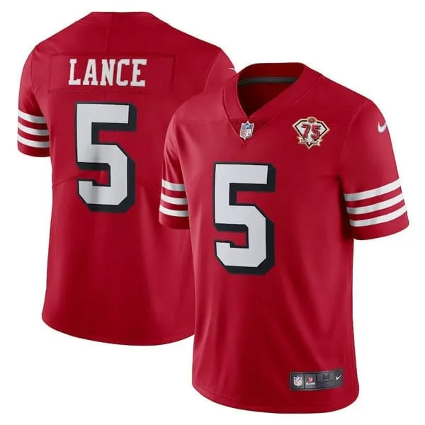 San Francisco 49ers Nike Throwback 75th Anniversary Stitched Jersey - Scarlet - Image 4