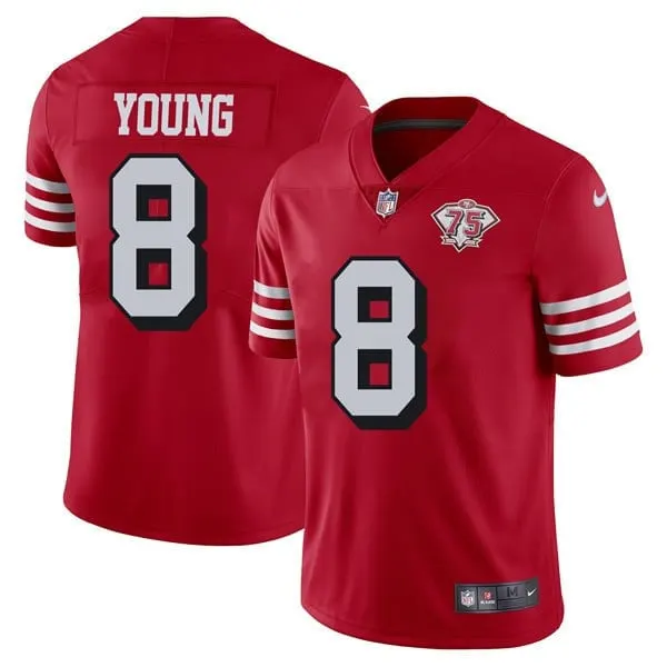 San Francisco 49ers Nike Throwback 75th Anniversary Stitched Jersey - Scarlet - Image 5