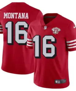 San Francisco 49ers Nike Throwback 75th Anniversary Stitched Jersey - Scarlet - Image 7