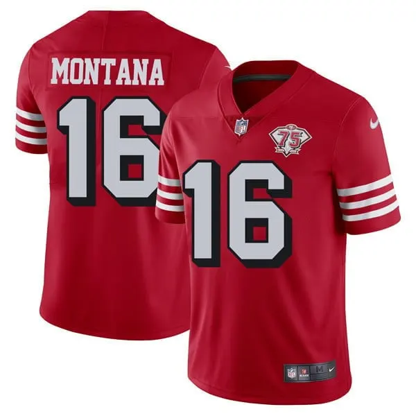 San Francisco 49ers Nike Throwback 75th Anniversary Stitched Jersey - Scarlet - Image 7