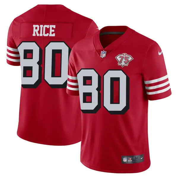 San Francisco 49ers Nike Throwback 75th Anniversary Stitched Jersey - Scarlet - Image 8