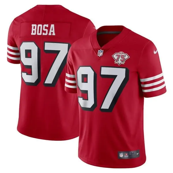 San Francisco 49ers Nike Throwback 75th Anniversary Stitched Jersey - Scarlet - Image 9