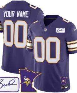 Minnesota Vikings Nike Classic Bud Grant Patch Custom Limited Stitched Jersey V2 - Purple - Image 3