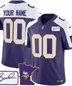 Minnesota Vikings Nike Classic Bud Grant Patch Custom Limited Stitched Jersey V2 - Purple