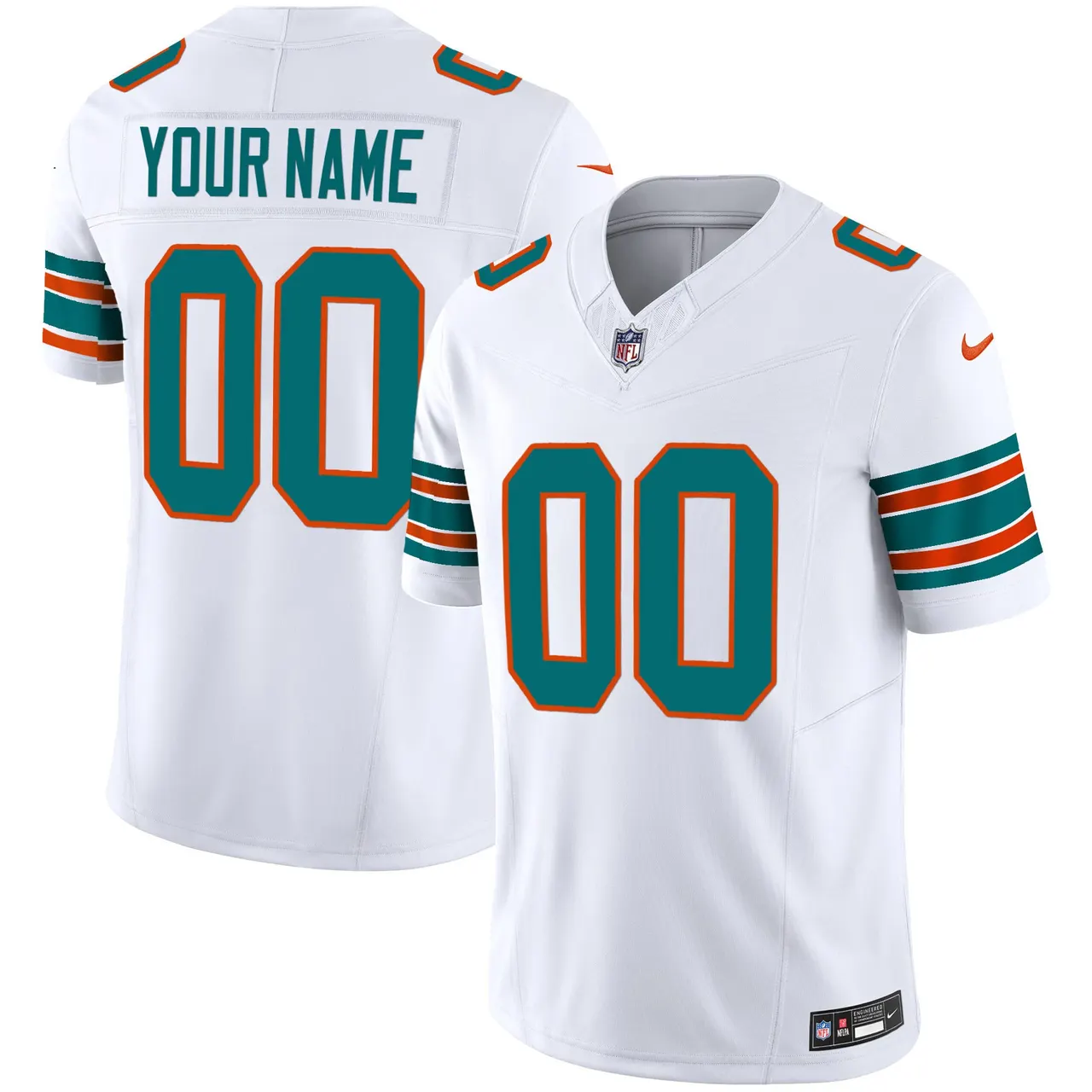 Miami Dolphins Nike Vapor Custom Limited Stitched Jersey - White - Image 2