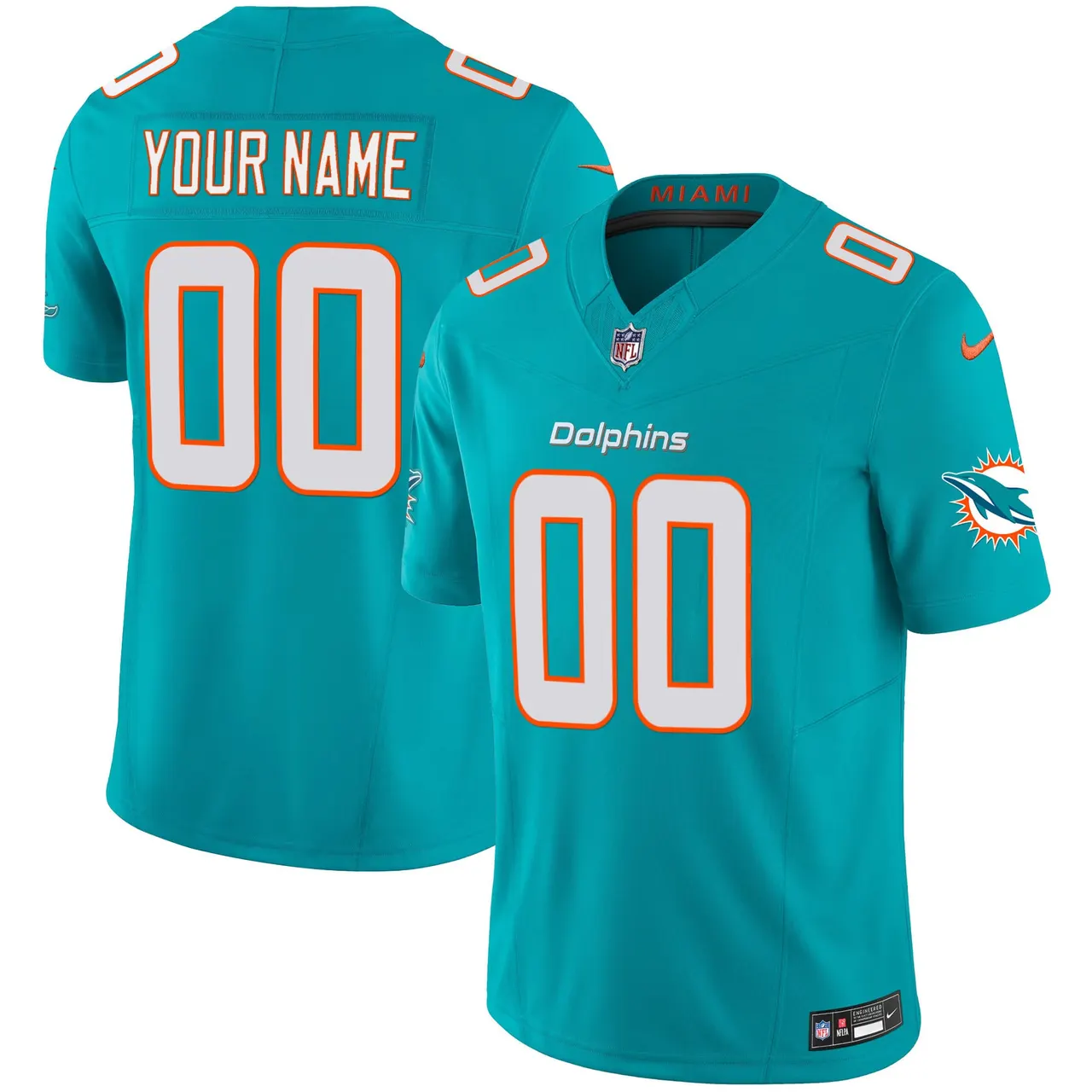 Miami Dolphins Nike Vapor Custom Limited Stitched Jersey - White - Image 3
