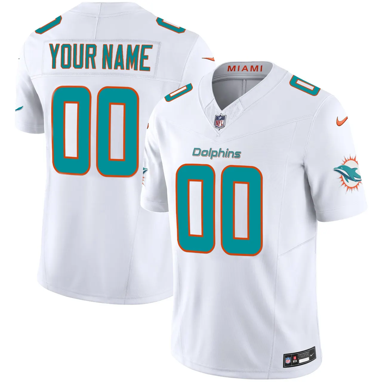 Miami Dolphins Nike Vapor Custom Limited Stitched Jersey - White - Image 4