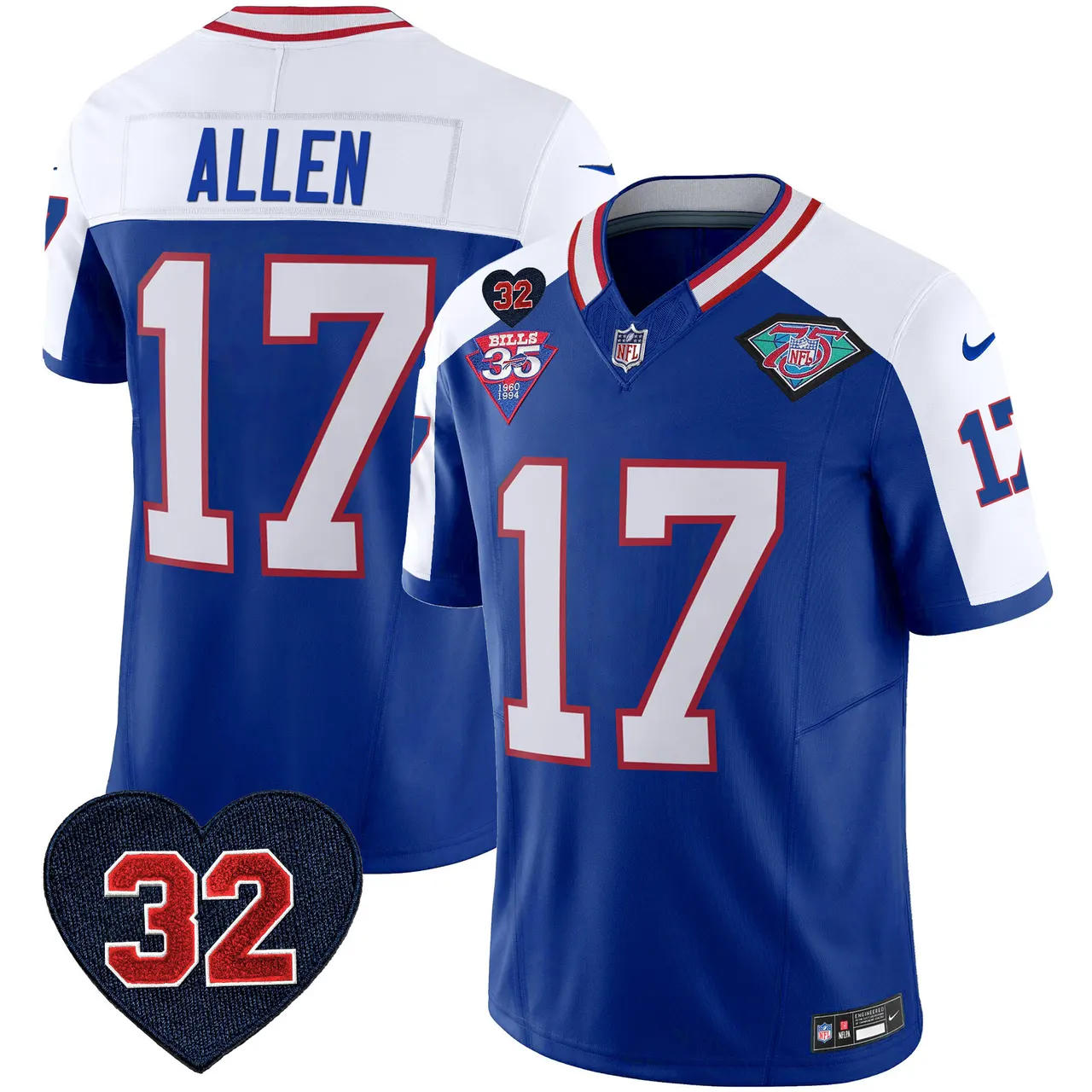Buffalo Bills Nike 1994 Throwback O.J. Simpson Patch Vapor Limited Stitched Jersey - Image 2
