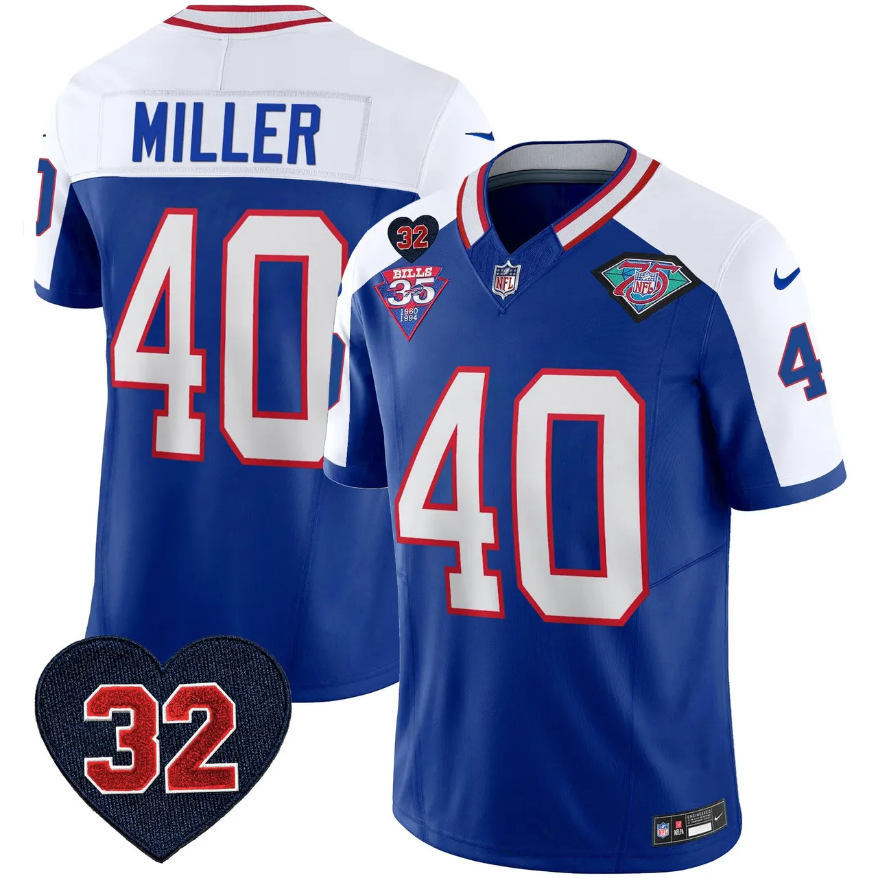 Buffalo Bills Nike 1994 Throwback O.J. Simpson Patch Vapor Limited Stitched Jersey - Image 4