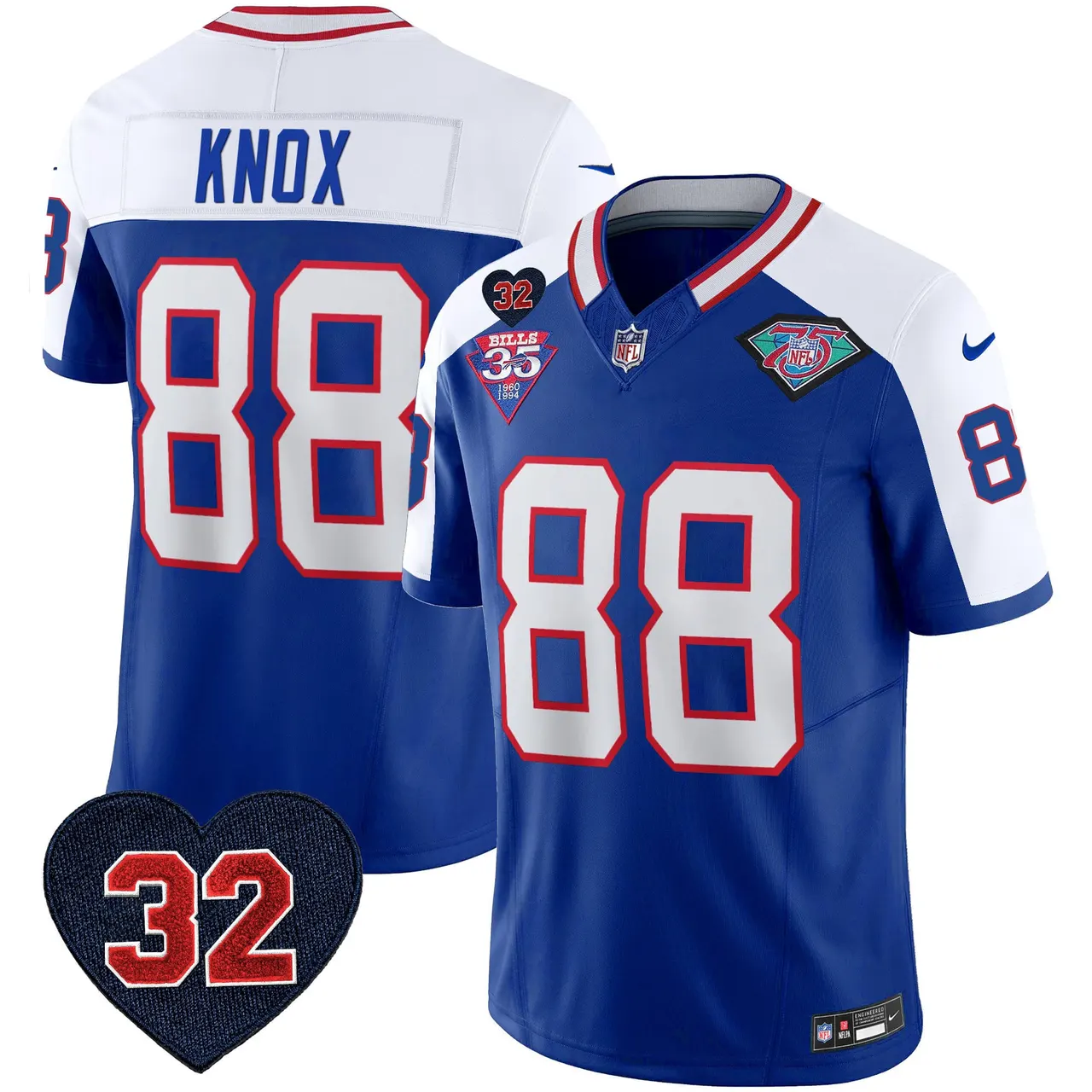 Buffalo Bills Nike 1994 Throwback O.J. Simpson Patch Vapor Limited Stitched Jersey - Image 5