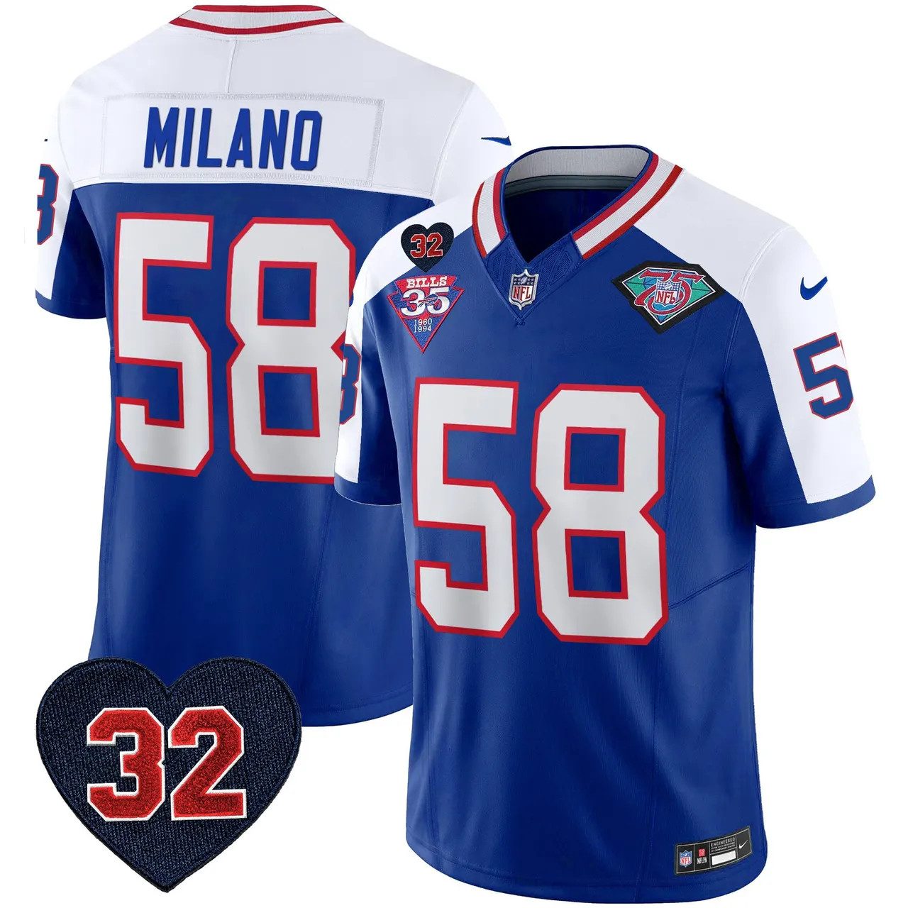 Buffalo Bills Nike 1994 Throwback O.J. Simpson Patch Vapor Limited Stitched Jersey - Image 6