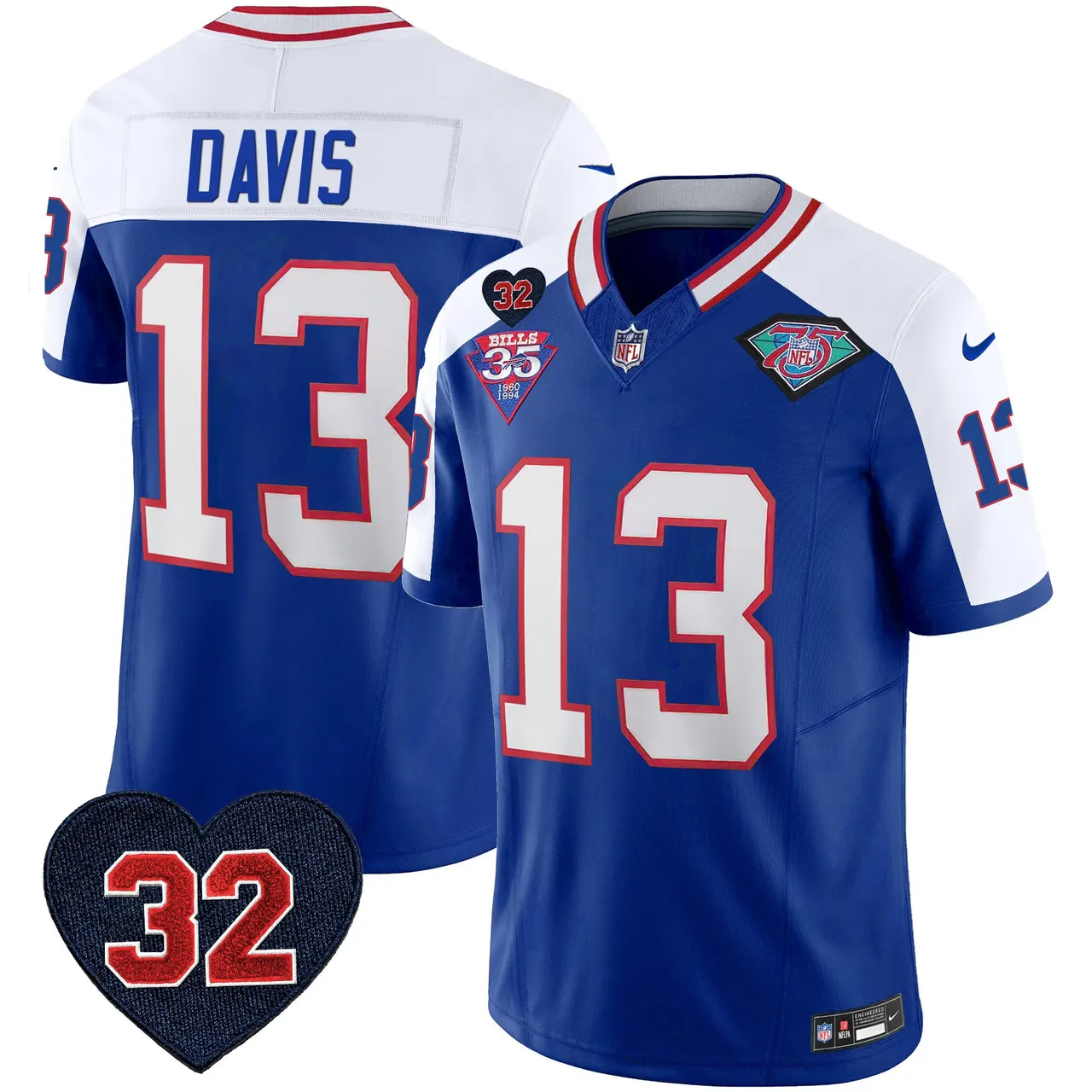 Buffalo Bills Nike 1994 Throwback O.J. Simpson Patch Vapor Limited Stitched Jersey - Image 8