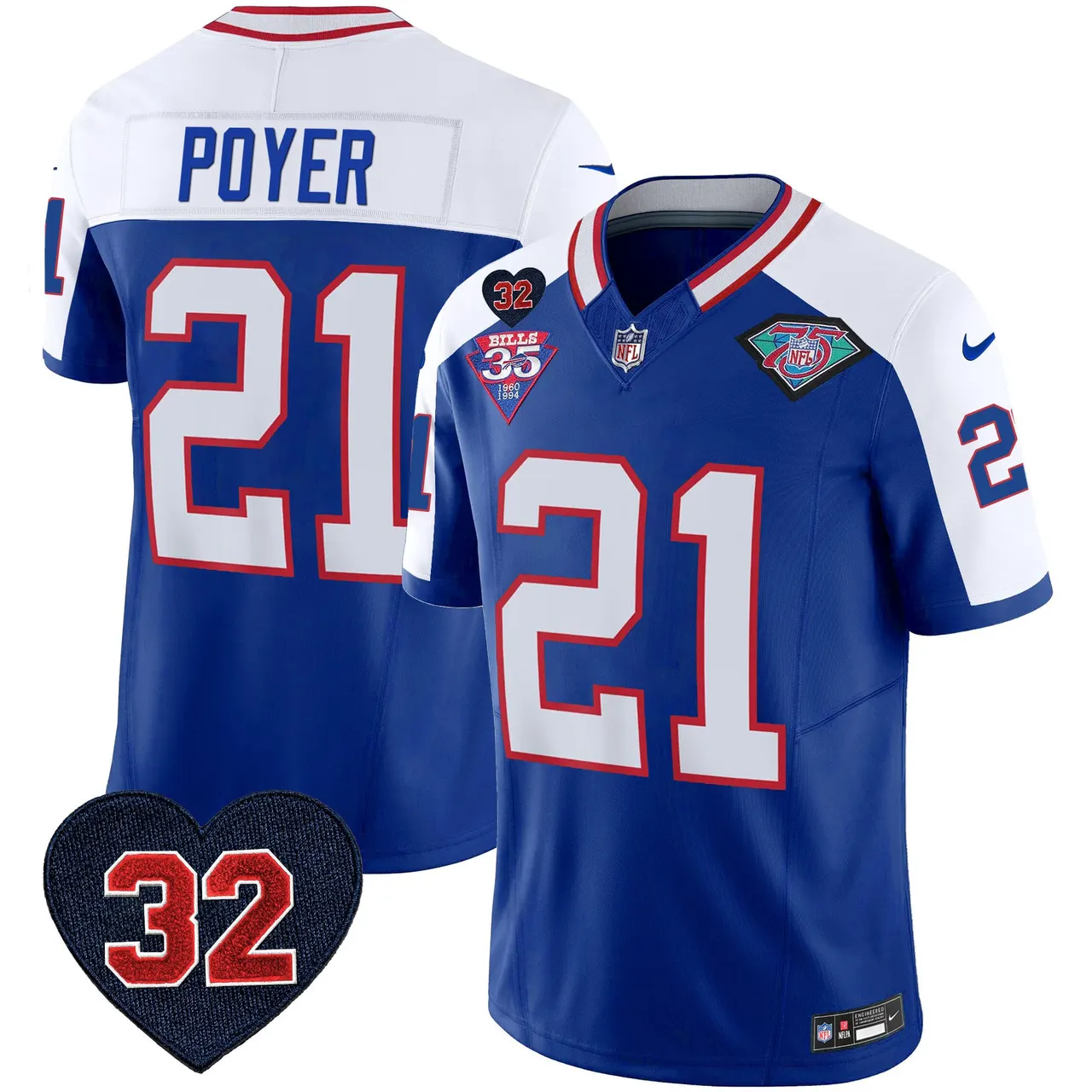 Buffalo Bills Nike 1994 Throwback O.J. Simpson Patch Vapor Limited Stitched Jersey - Image 7