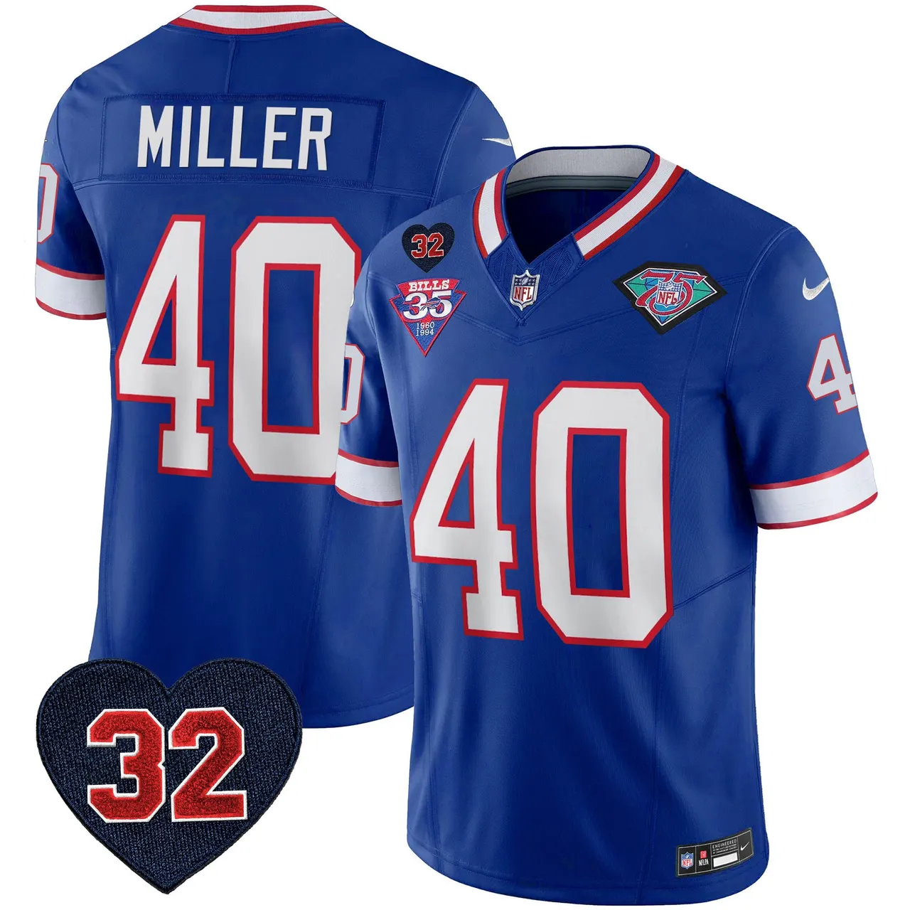 Buffalo Bills Nike 1994 Throwback O.J. Simpson Patch Vapor Limited Stitched Jersey - Image 13