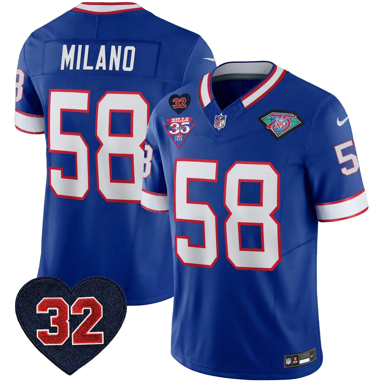 Buffalo Bills Nike 1994 Throwback O.J. Simpson Patch Vapor Limited Stitched Jersey - Image 15