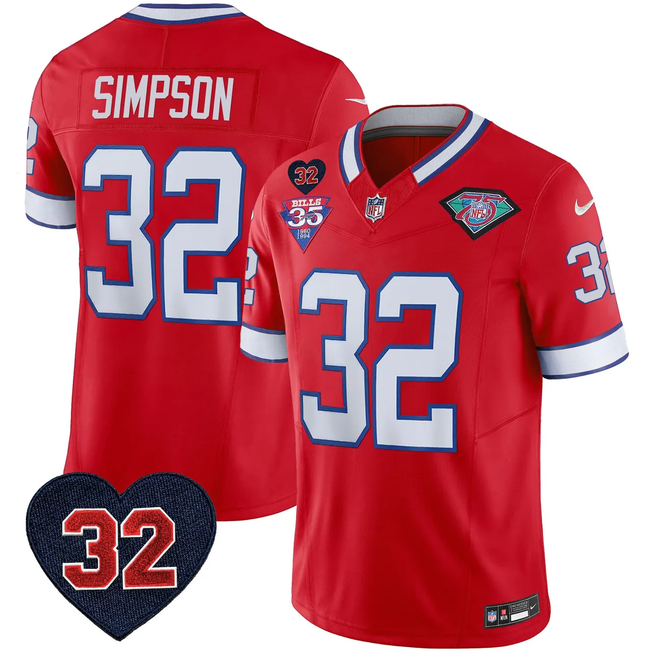 Buffalo Bills Nike 1994 Throwback O.J. Simpson Patch Vapor Limited Stitched Jersey - Image 19