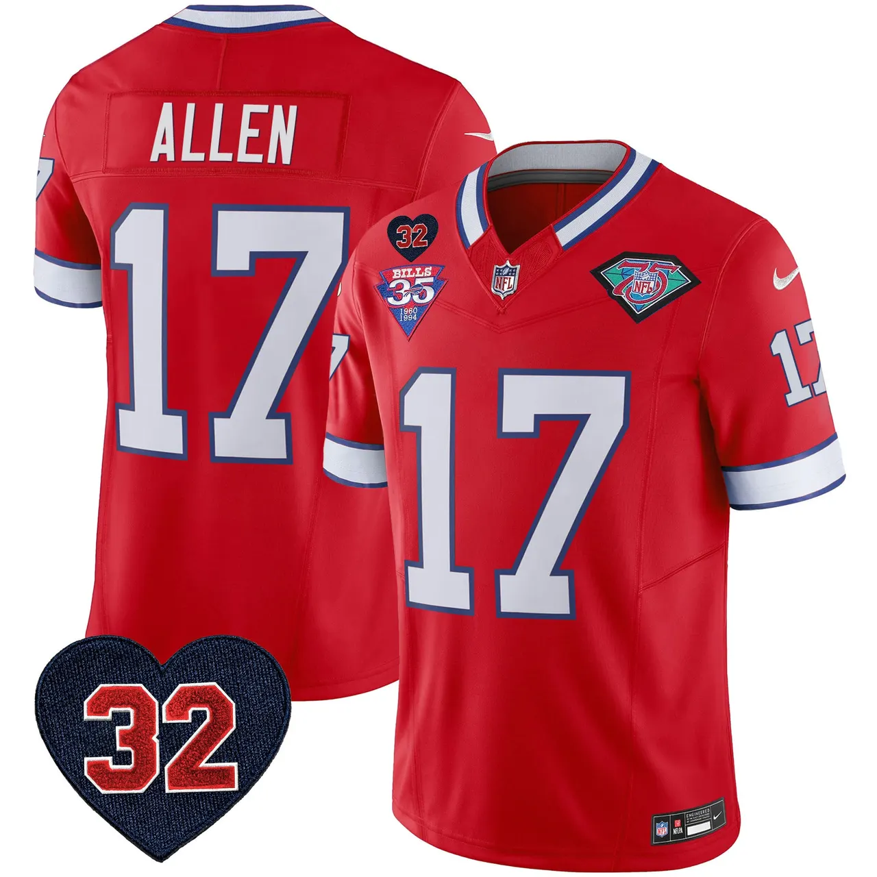 Buffalo Bills Nike 1994 Throwback O.J. Simpson Patch Vapor Limited Stitched Jersey - Image 20