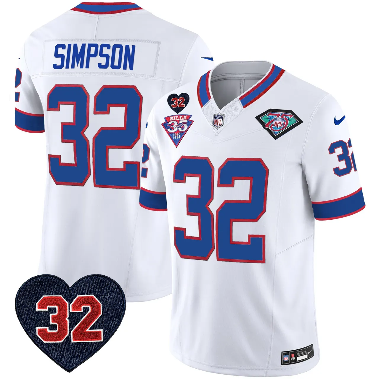 Buffalo Bills Nike 1994 Throwback O.J. Simpson Patch Vapor Limited Stitched Jersey - Image 28
