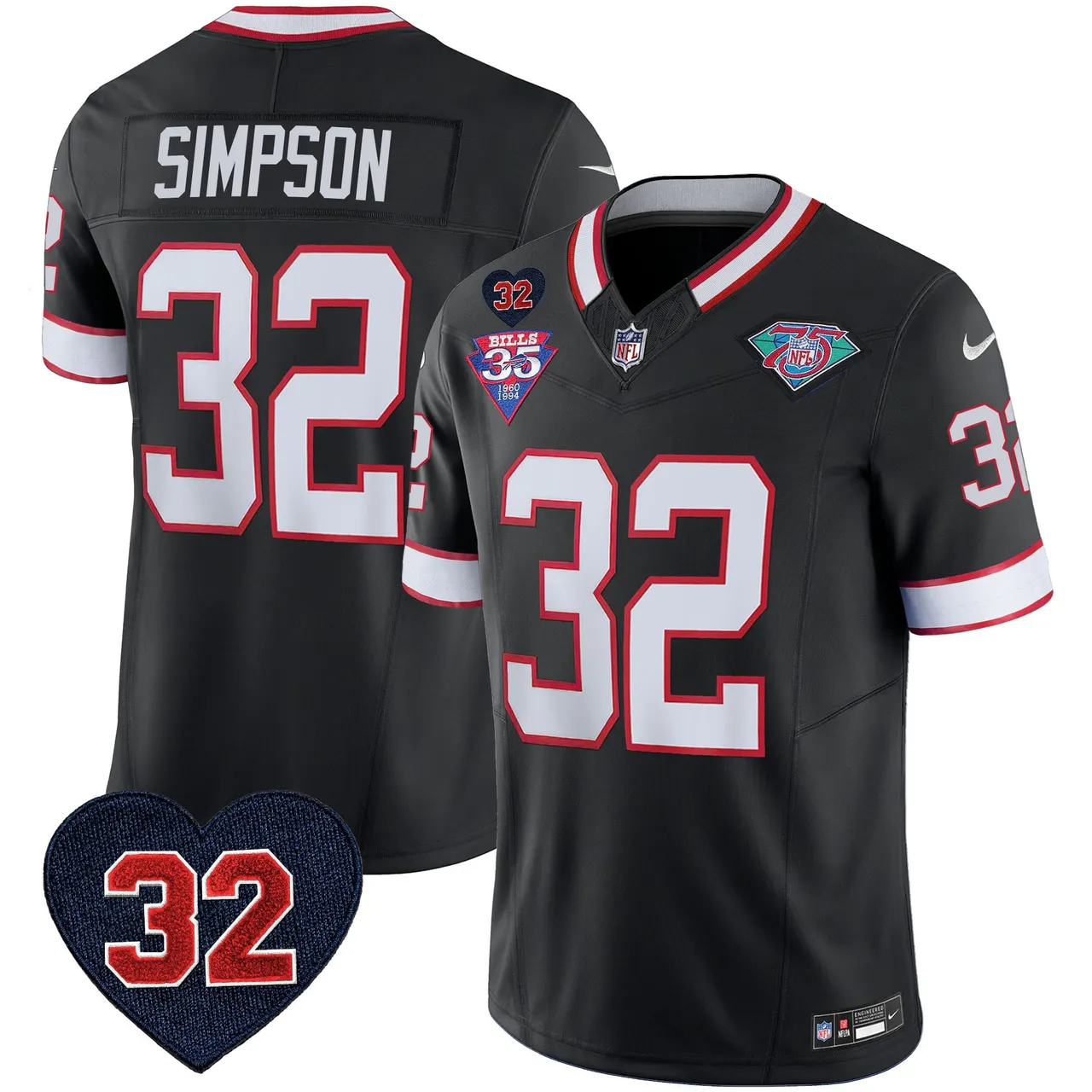 Buffalo Bills Nike 1994 Throwback O.J. Simpson Patch Vapor Limited Stitched Jersey - Image 37