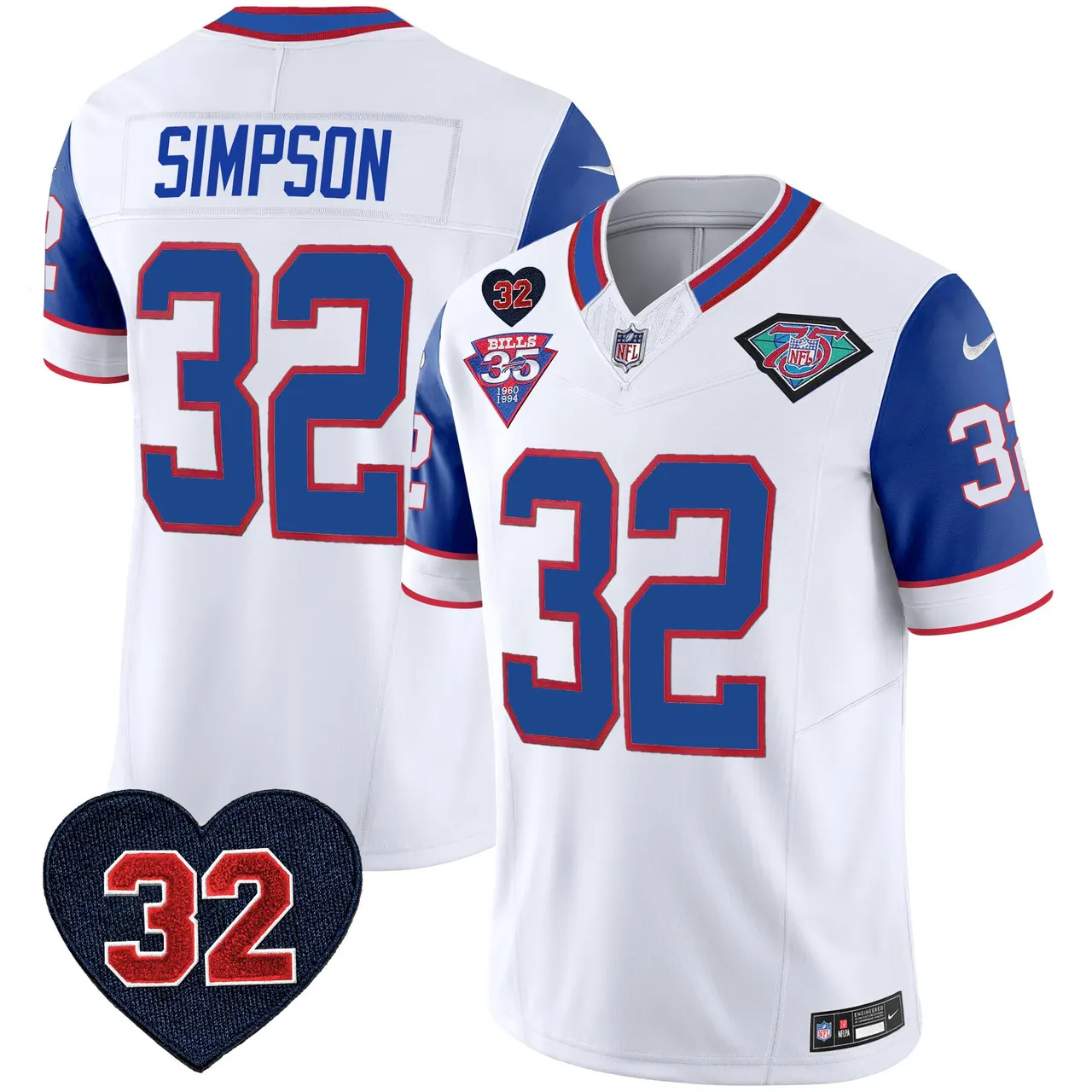 Buffalo Bills Nike 1994 Throwback O.J. Simpson Patch Vapor Limited Stitched Jersey - Image 46