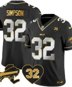 Buffalo Bills Nike O.J. Simpson Patch Gold Vapor Limited Stitched Jersey - Gold - Image 8