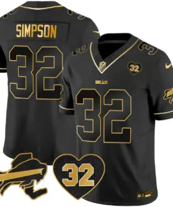 Buffalo Bills Nike O.J. Simpson Patch Gold Vapor Limited Stitched Jersey - Gold - Image 15