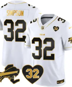 Buffalo Bills Nike O.J. Simpson Patch Gold Vapor Limited Stitched Jersey - Gold - Image 22