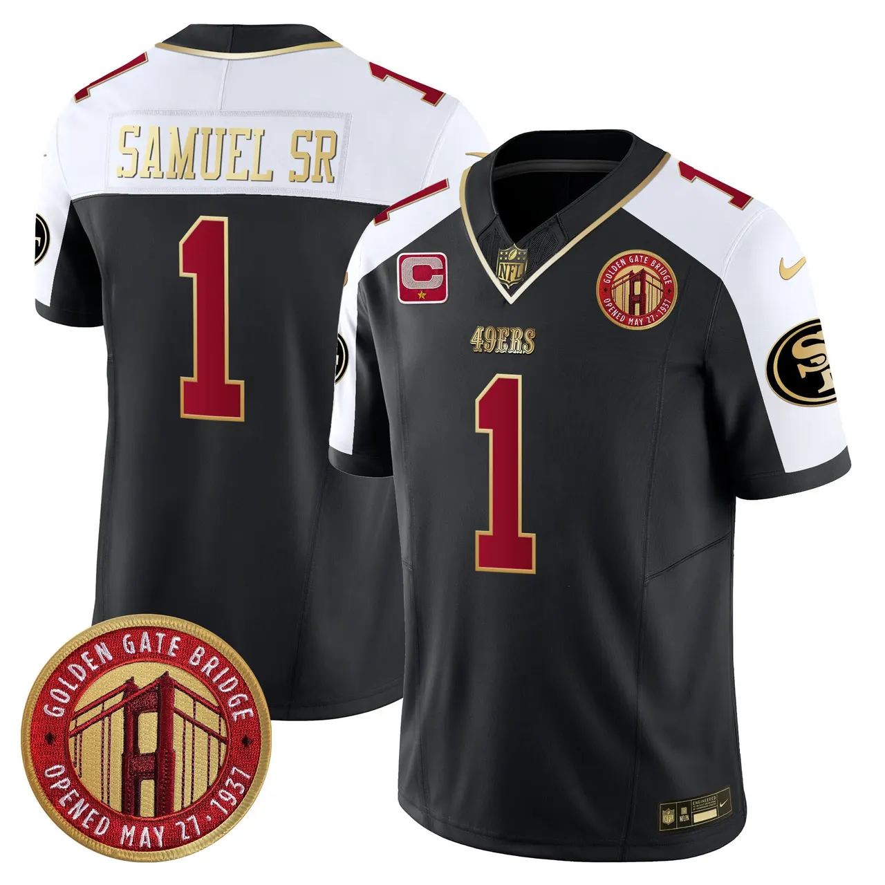 Christian McCaffrey San Francisco 49ers Nike Golden Gate Bridge Patch Vapor Limited Stitched Jersey - Anthracite - Image 2