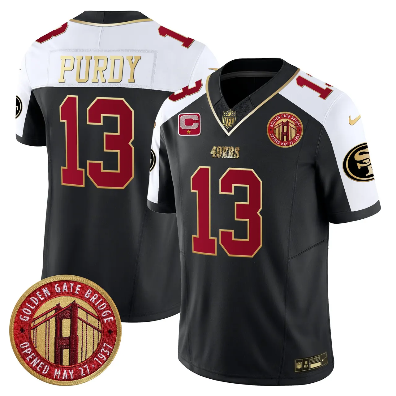Christian McCaffrey San Francisco 49ers Nike Golden Gate Bridge Patch Vapor Limited Stitched Jersey - Anthracite - Image 3