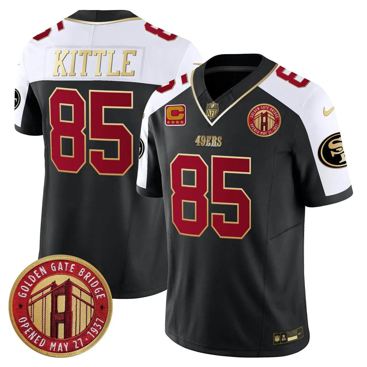 Christian McCaffrey San Francisco 49ers Nike Golden Gate Bridge Patch Vapor Limited Stitched Jersey - Anthracite - Image 4