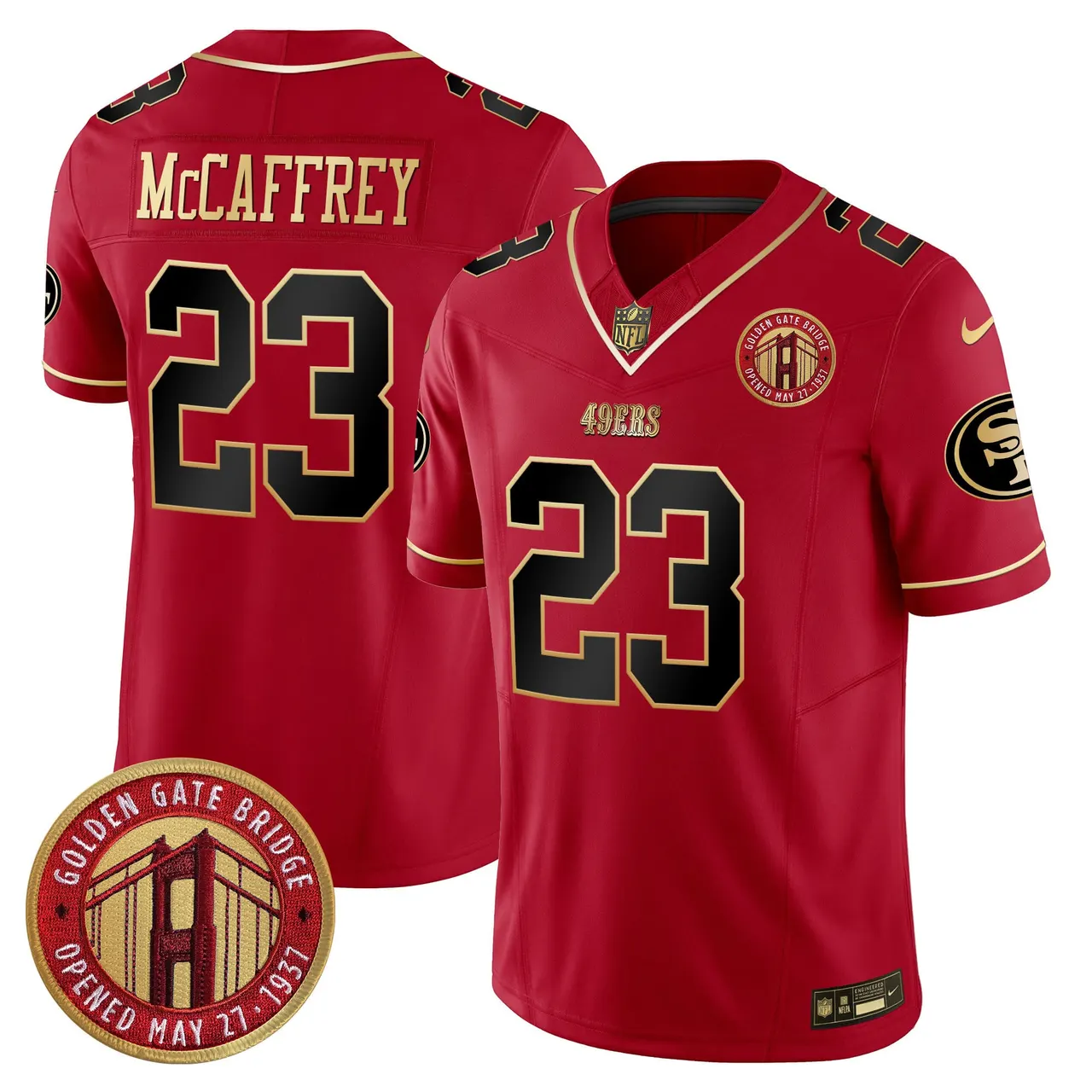 Christian McCaffrey San Francisco 49ers Nike Golden Gate Bridge Patch Vapor Limited Stitched Jersey - Anthracite - Image 21