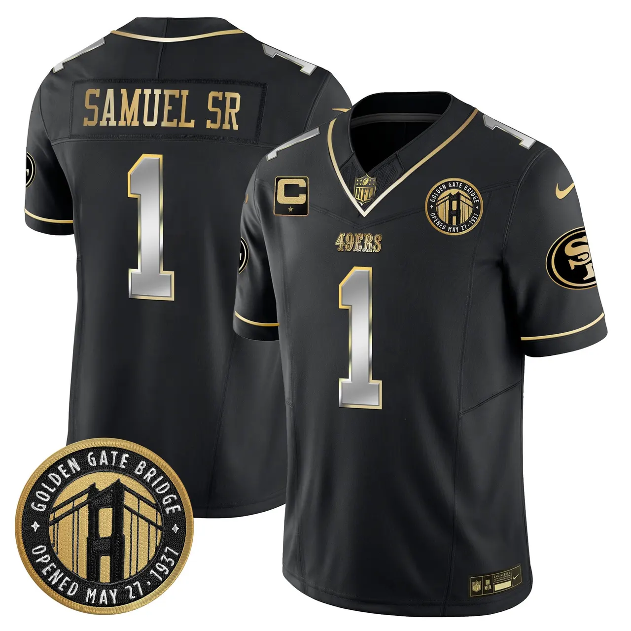 Christian McCaffrey San Francisco 49ers Nike Golden Gate Bridge Patch Vapor Limited Stitched Jersey - Anthracite - Image 32