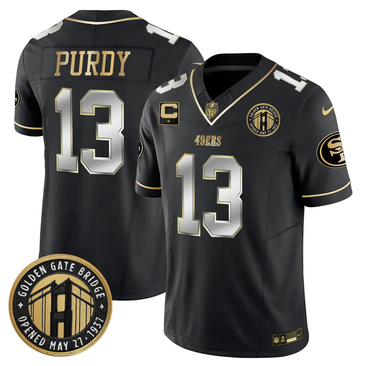 Christian McCaffrey San Francisco 49ers Nike Golden Gate Bridge Patch Vapor Limited Stitched Jersey - Anthracite - Image 33