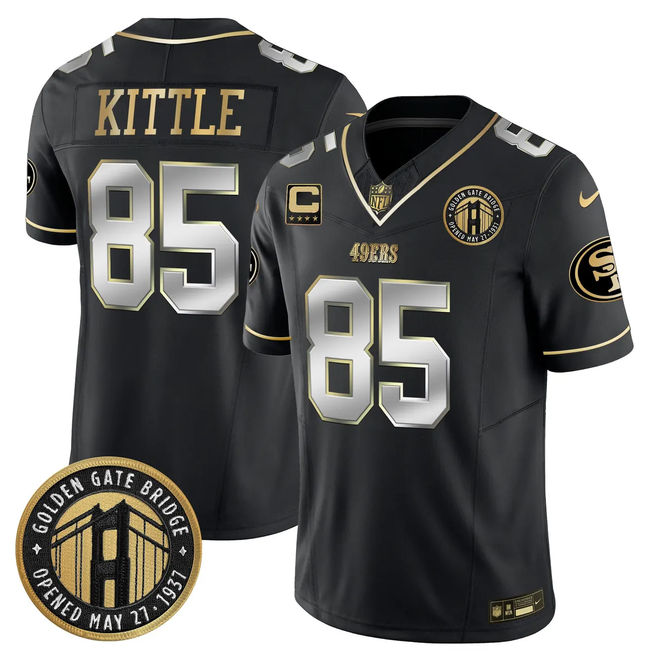 Christian McCaffrey San Francisco 49ers Nike Golden Gate Bridge Patch Vapor Limited Stitched Jersey - Anthracite - Image 34