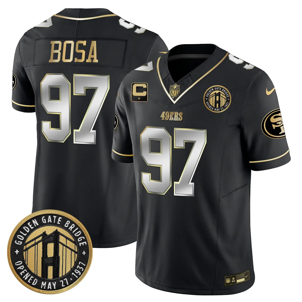 Christian McCaffrey San Francisco 49ers Nike Golden Gate Bridge Patch Vapor Limited Stitched Jersey - Anthracite - Image 37