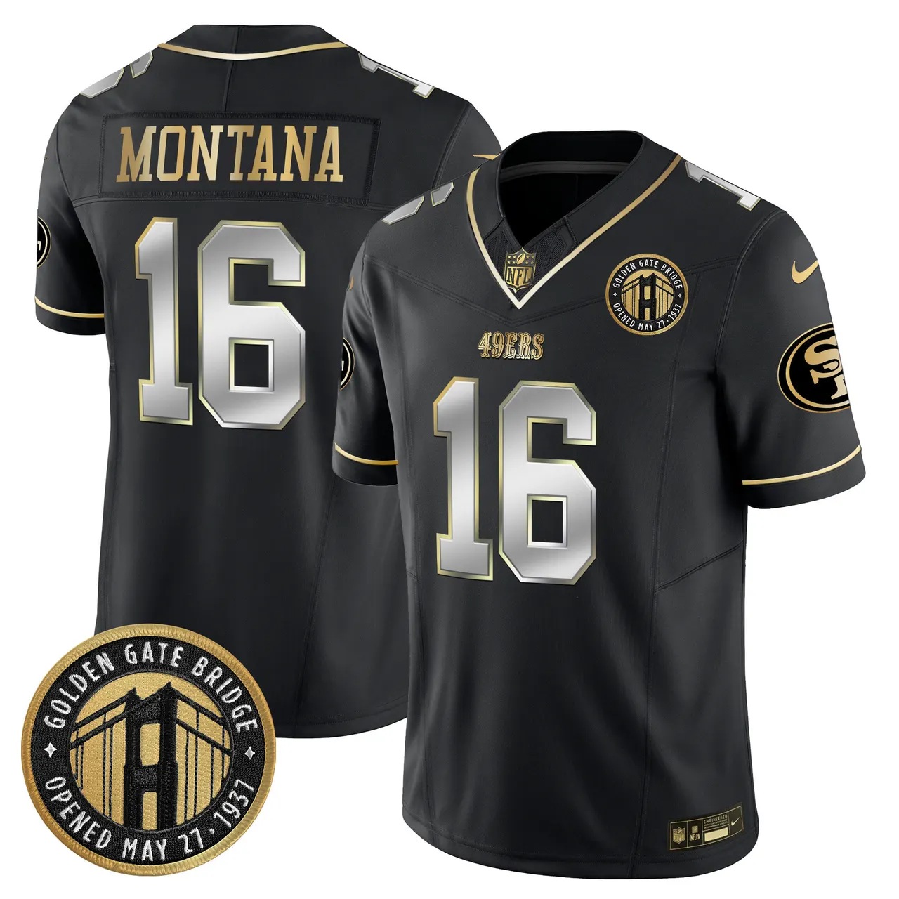 Christian McCaffrey San Francisco 49ers Nike Golden Gate Bridge Patch Vapor Limited Stitched Jersey - Anthracite - Image 38