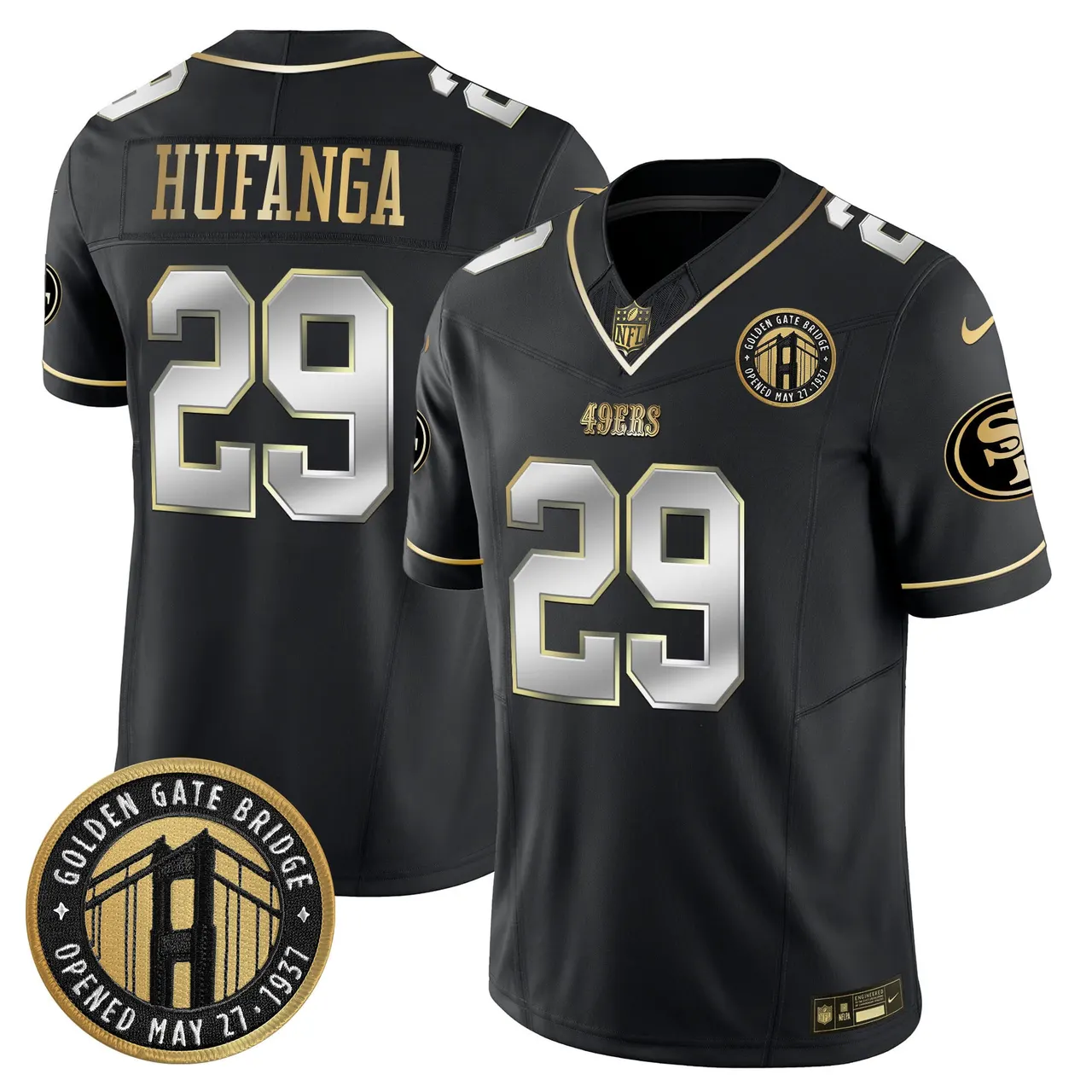 Christian McCaffrey San Francisco 49ers Nike Golden Gate Bridge Patch Vapor Limited Stitched Jersey - Anthracite - Image 40